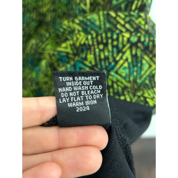 Rafaella Womens Sleeveless Green Black Geometric Print Boho Tank Top S - Picture 8 of 10